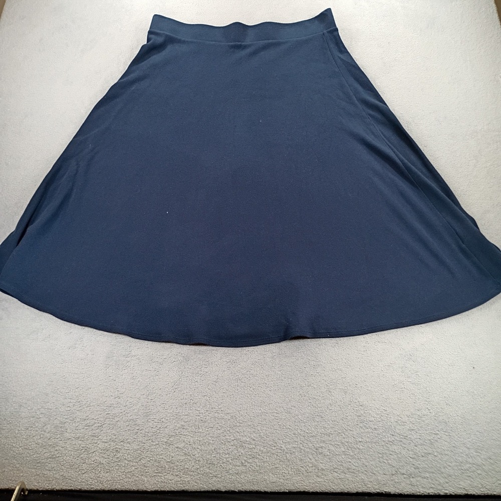 Lands' End Women A-Line Skirt Navy Blue L/T 14-16 Cotton Jersey